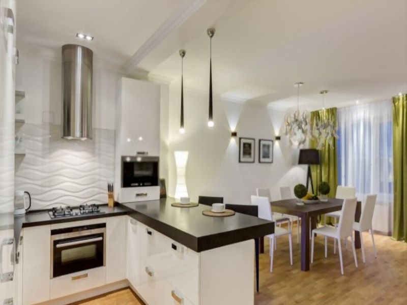 cocina pequeña con barra